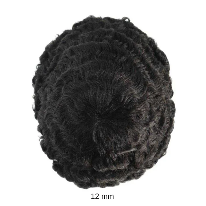 Afro French Lace Men Toupee 4mm curls 6mm curls 8mm wave 10mm wave 12mm wave