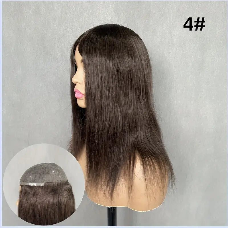 7"*9" 18CM*23cm PU base women wigs, natural human hair piece, thin Light Beige 0.08-0.10mm more real hair loss solution suitable for women with thinning hair, thin Light Beige base hair topper skip topper