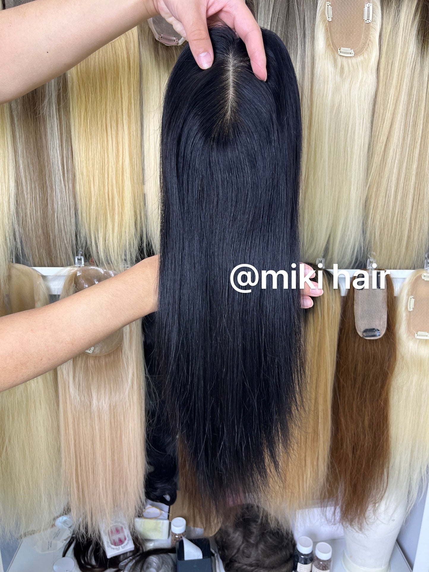 4*5inch middle part silk with mono topper 14-20inch in stock virgin hair