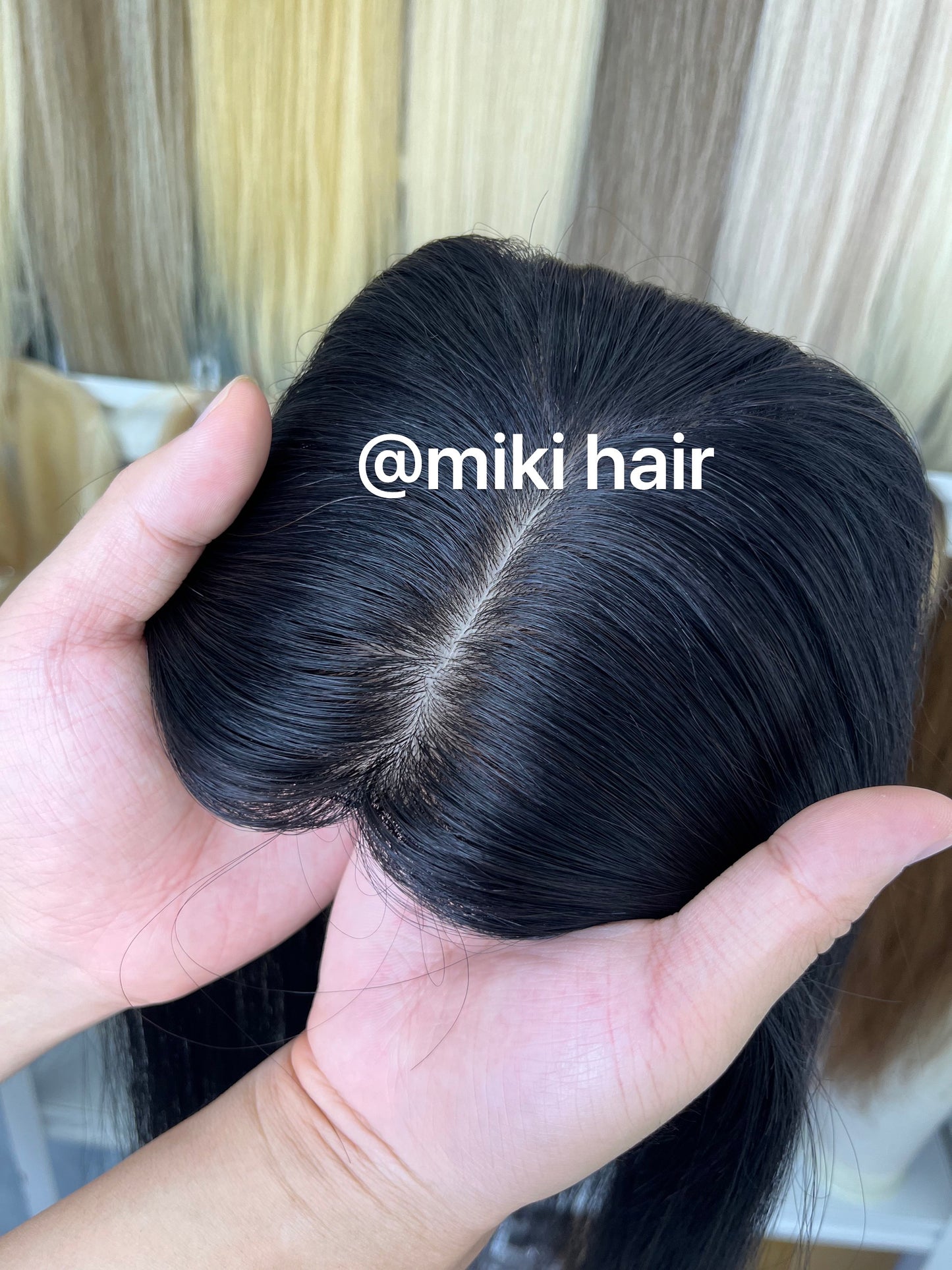 4*5inch middle part silk with mono topper 14-20inch in stock virgin hair