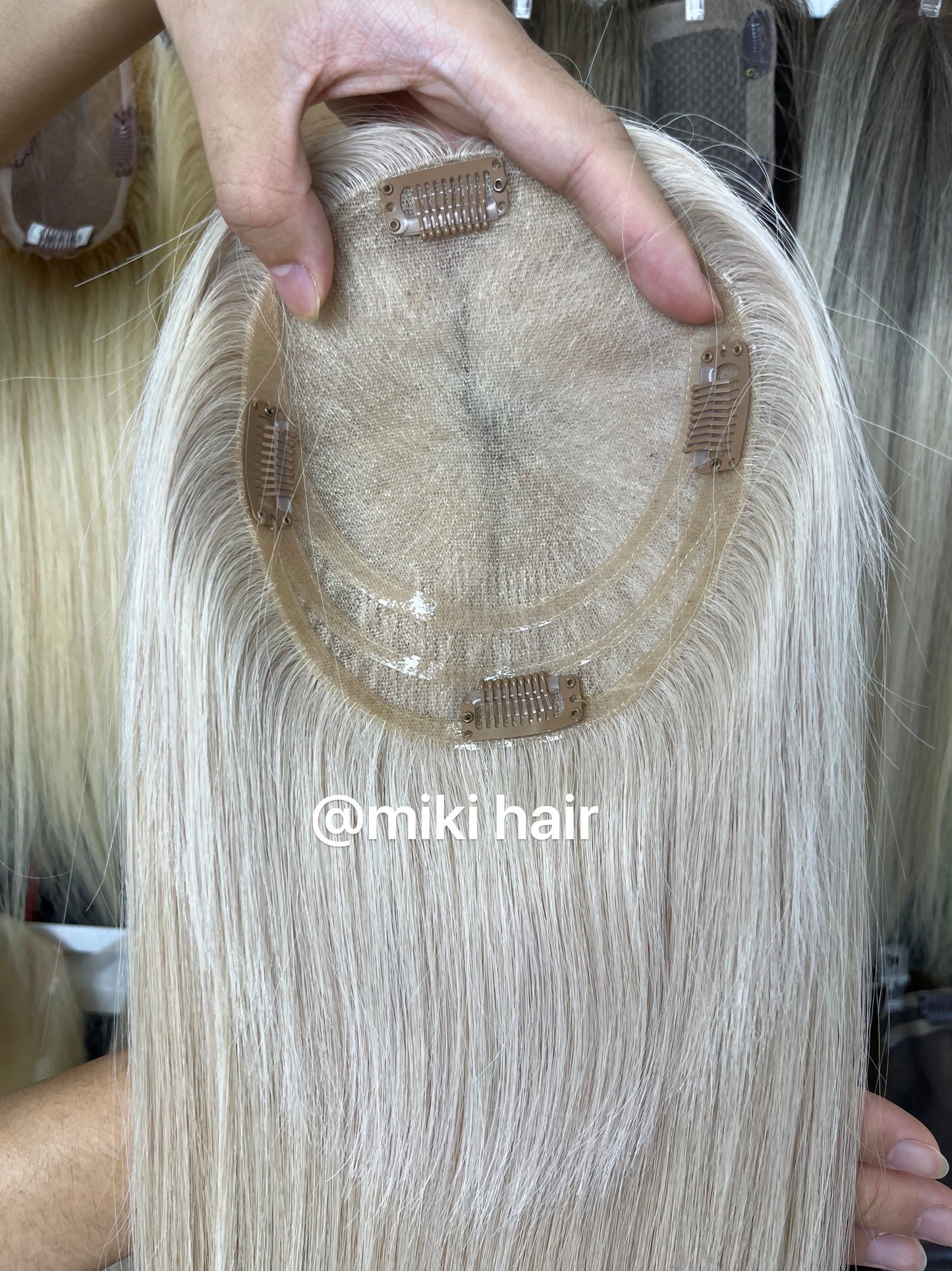 Swiss lace topper 16inch virgin hair