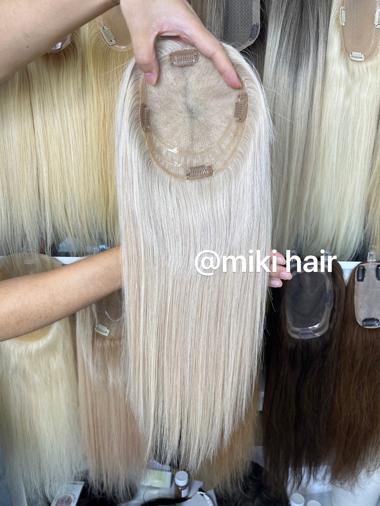 Swiss lace topper 16inch virgin hair