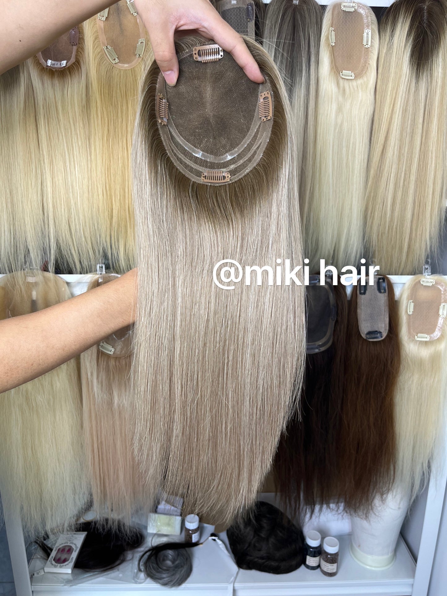 Swiss lace topper 16inch virgin hair
