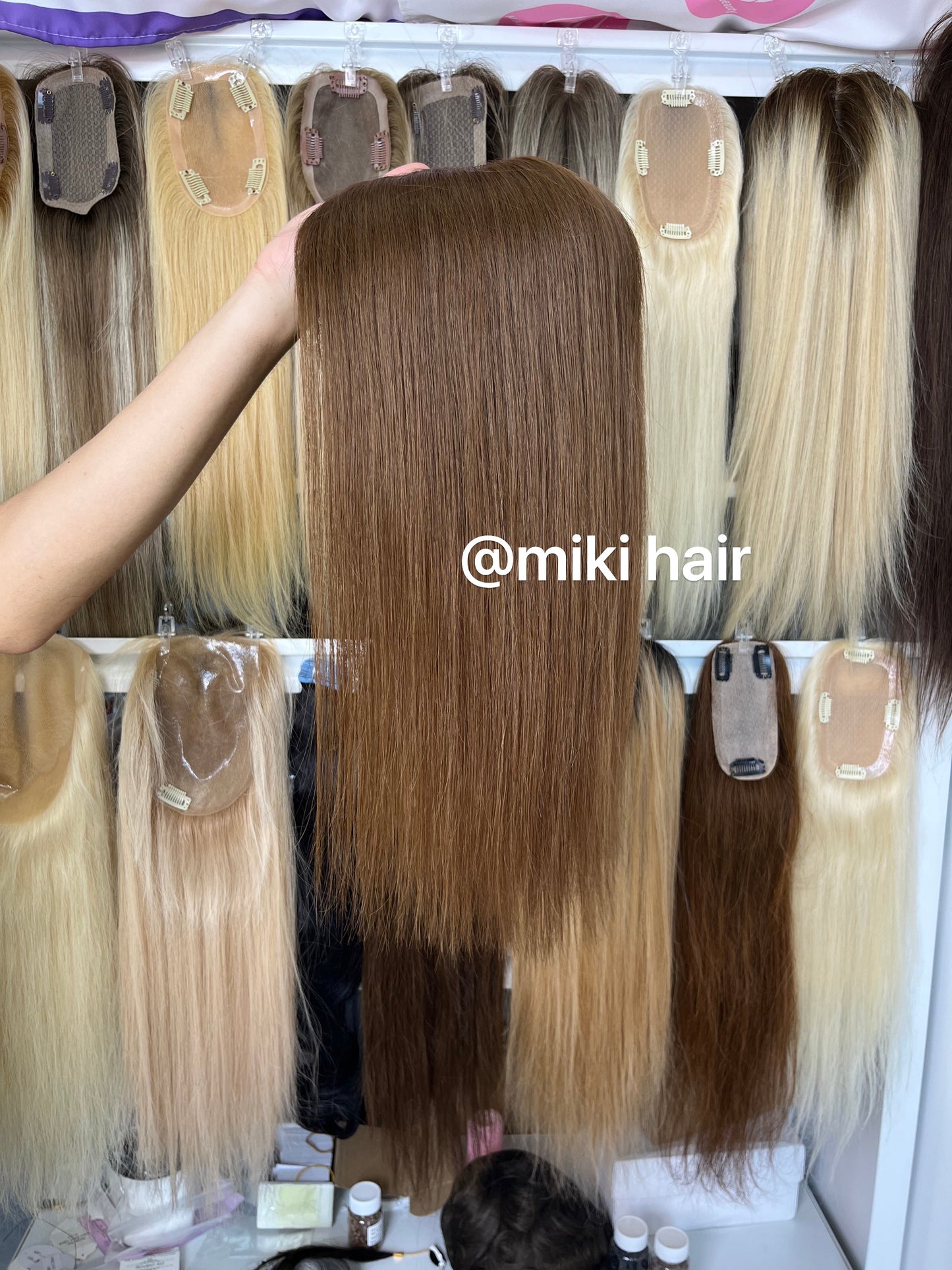 Swiss lace topper 5.5*6inch 16inch virgin hair #4 (medium brown)