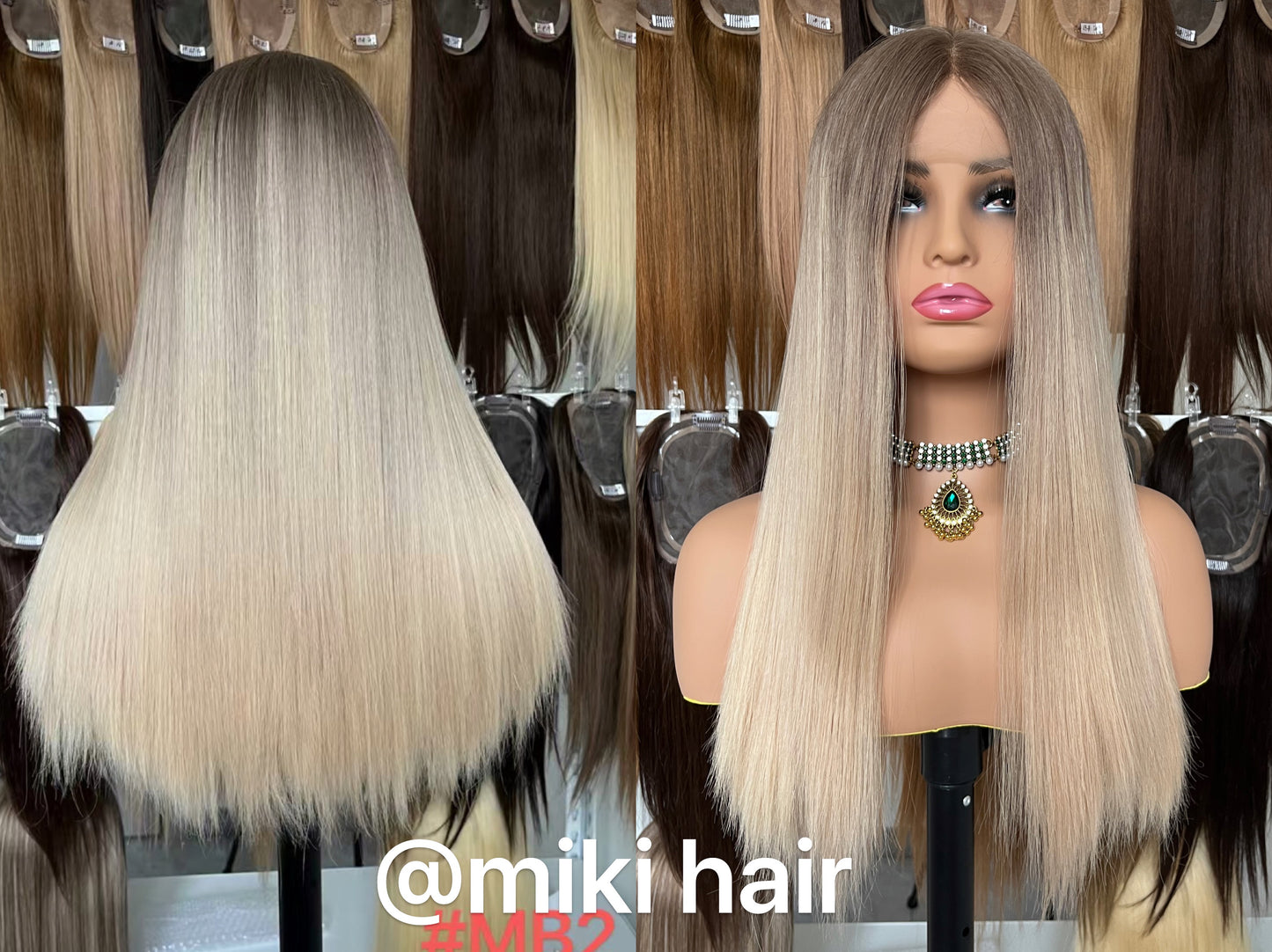 Jewish lace wig European virgin hair best quality 12-24inch in stock (#MB2)