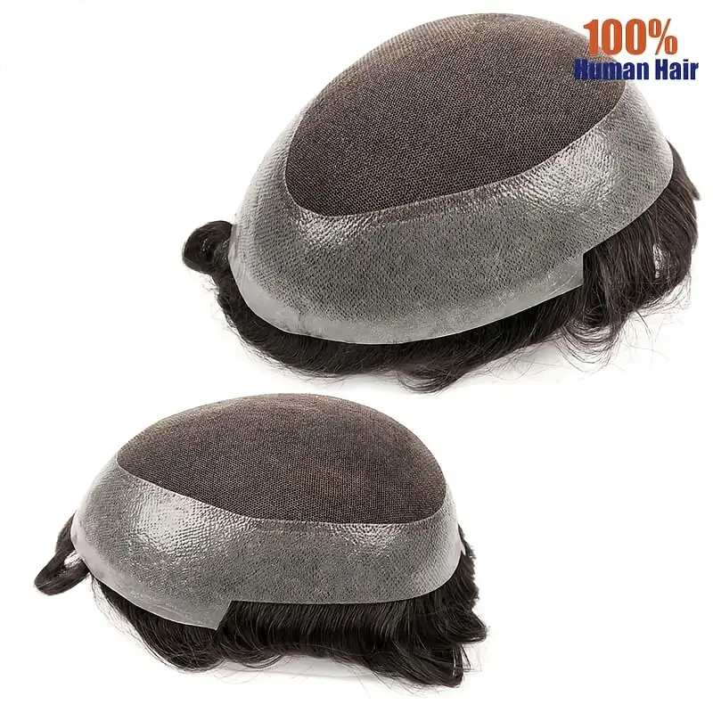 AUS-7*10-Male Hair Prosthesis Lace PU Base Toupee Men Wig for Men Breathable for Man Wig Capillary Prosthesis Replacement System