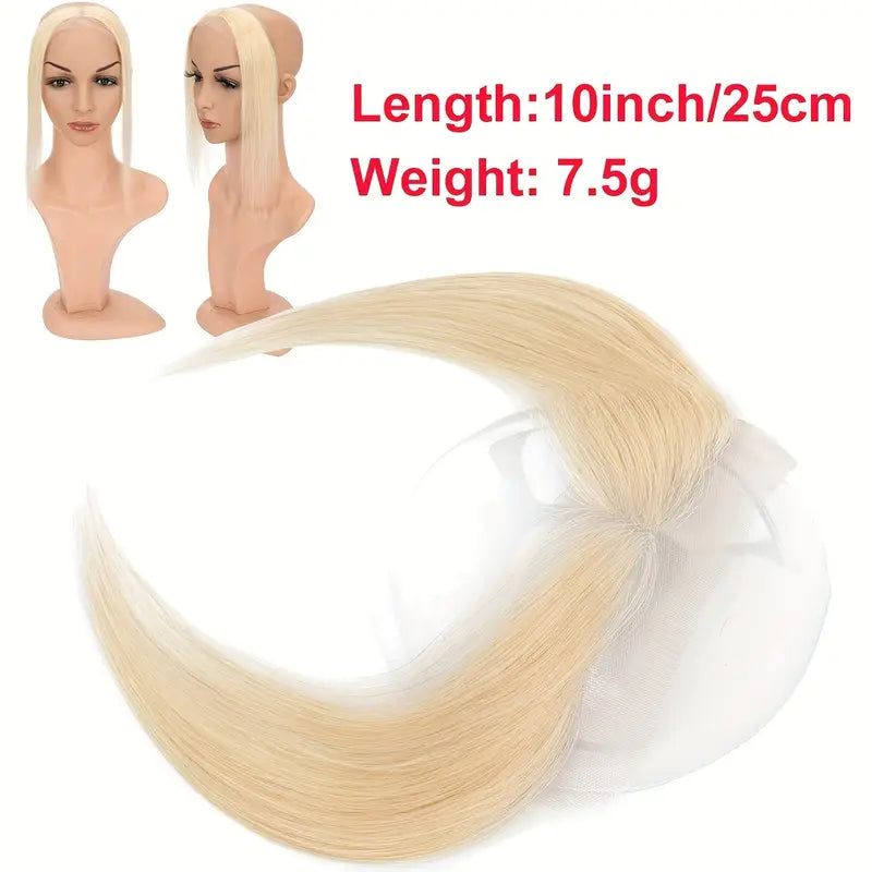 Frontal/Side Air Bangs Hairpiece for Women 100% Human Hair Extension Hairline Loss Straight Tape in Human Hair Front Hairline Human Hair Toppers Replacement Toupee 25.4 cm Short Middle Parting Hair Style 1.91 cm X 15.88 cm Lace