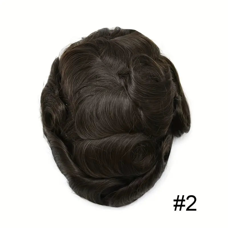 AUS-7*10-Male Hair Prosthesis Lace PU Base Toupee Men Wig for Men Breathable for Man Wig Capillary Prosthesis Replacement System