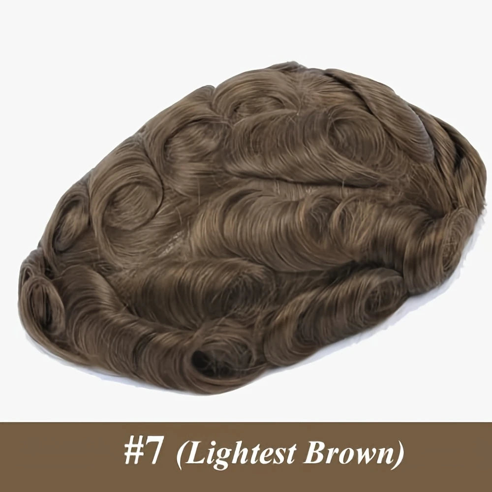Human Hair Toppers for men 0.1mm Skin Durable PU Injected Toupee Hair for Men Human Hair wigs for men 6inch long Base Size 8x10 Inch 130% Density