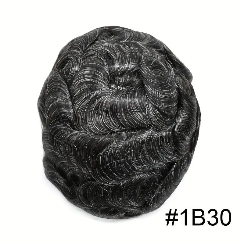 AUS-7*10-Male Hair Prosthesis Lace PU Base Toupee Men Wig for Men Breathable for Man Wig Capillary Prosthesis Replacement System