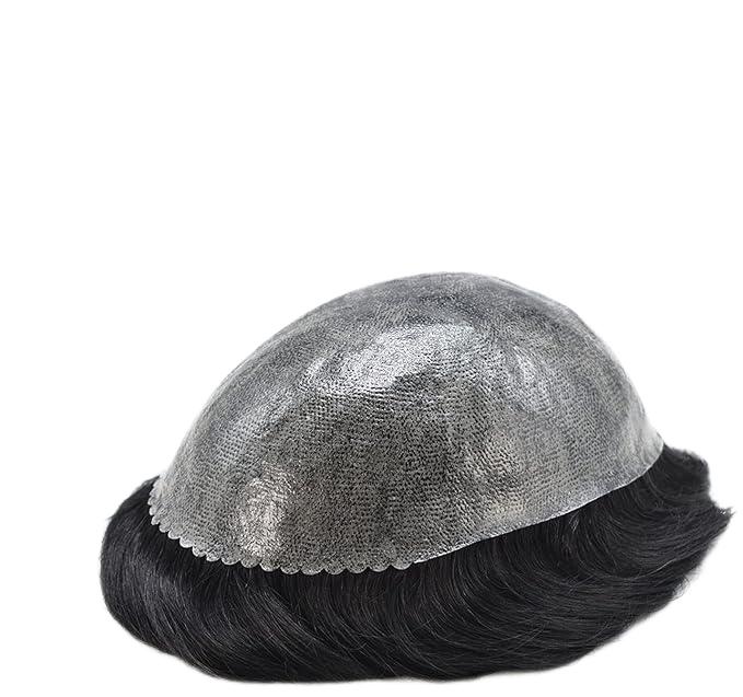 Full PU Toupee for Men Human Hair Piece Durable Thin Skin Hair Replacement System PU Injected Mens Toupee 0.1mm All Poly Male Hair Prosthesis Hair Units Wig
