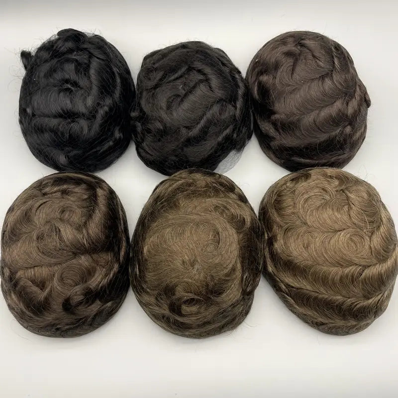 Men's Human Hair Toupee - Sleek Base, 10x8" Coverage, Straight Hair Replacement System for a Natural Look, Suitable for All Ethnicities