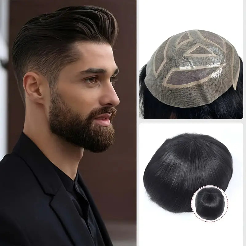Elegant Straight Hair Full Hand Made 7*10 Hand Hook Area Human Hair Wig