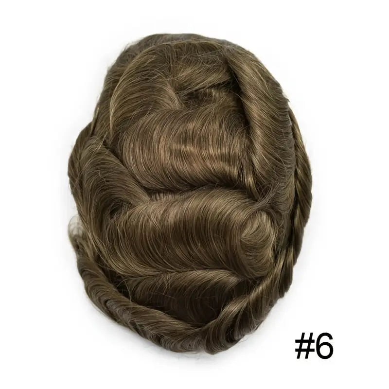 AUS-7*10-Male Hair Prosthesis Lace PU Base Toupee Men Wig for Men Breathable for Man Wig Capillary Prosthesis Replacement System