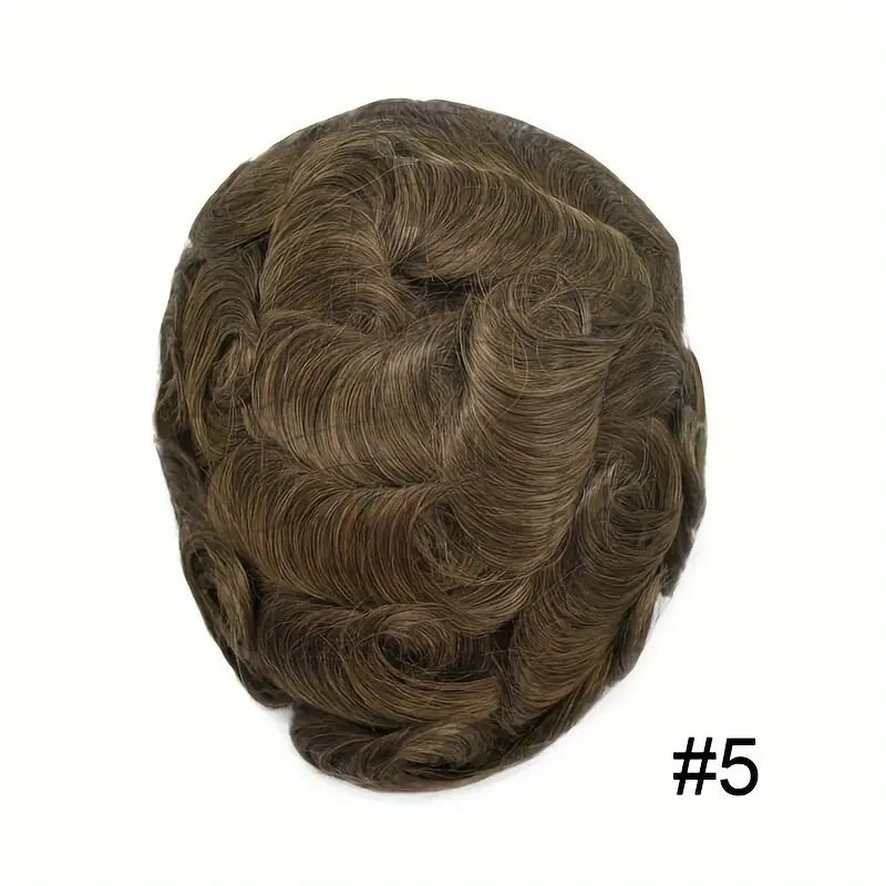 AUS-7*10-Male Hair Prosthesis Lace PU Base Toupee Men Wig for Men Breathable for Man Wig Capillary Prosthesis Replacement System