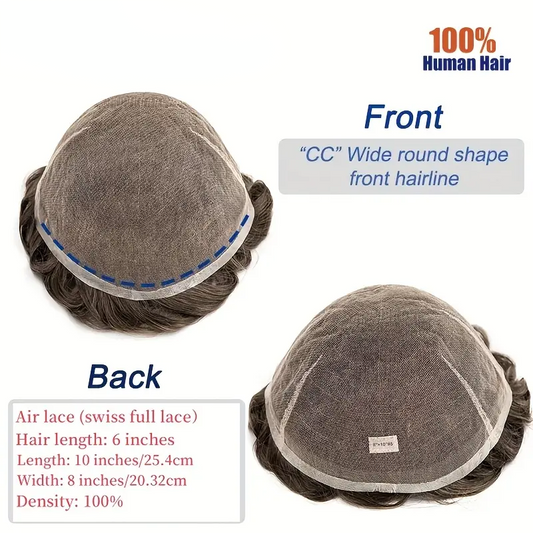 Swiss Air Lace Men'S Hairpiece 100% Ultra Wig for Men, Soft And Comfortable, Breathable Men'S Hair Prosthesis