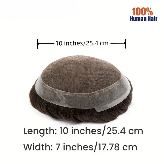 AUS-7*10-Male Hair Prosthesis Lace PU Base Toupee Men Wig for Men Breathable for Man Wig Capillary Prosthesis Replacement System