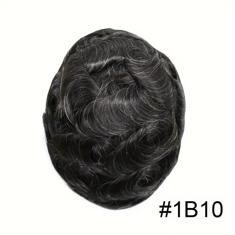 AUS-7*10-Male Hair Prosthesis Lace PU Base Toupee Men Wig for Men Breathable for Man Wig Capillary Prosthesis Replacement System