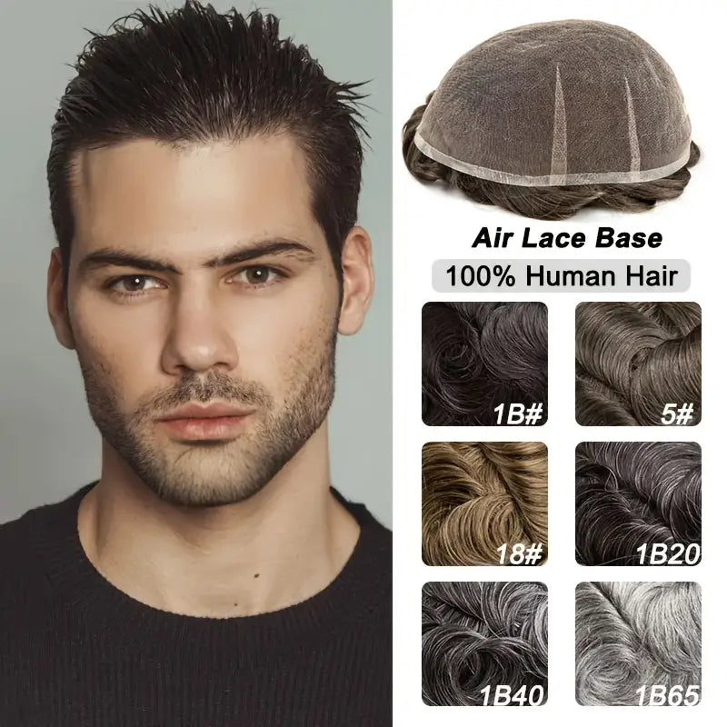Swiss Air Lace Men'S Hairpiece 100% Ultra Wig for Men, Soft And Comfortable, Breathable Men'S Hair Prosthesis