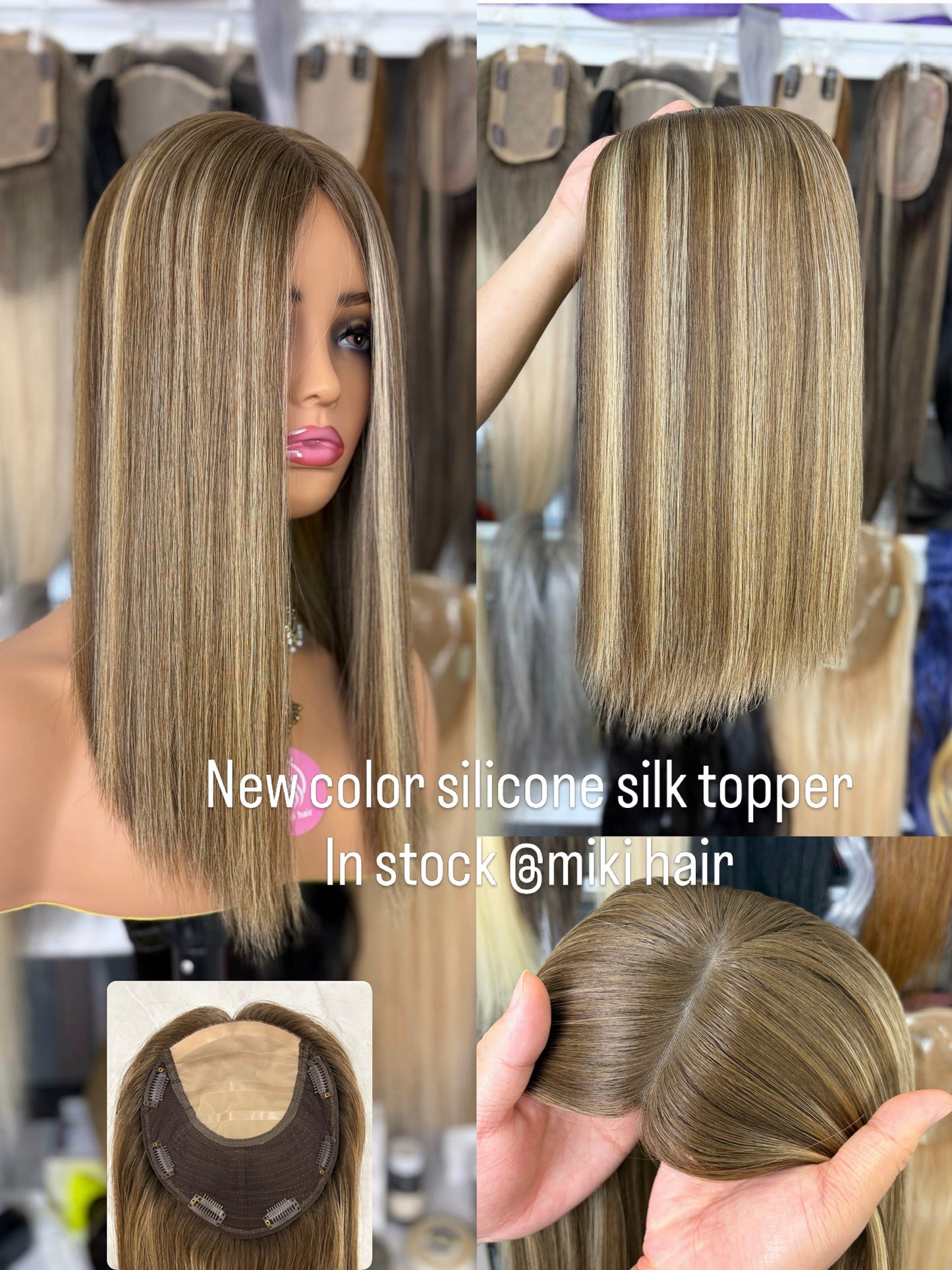 silicone silk topper european hair #4/8/16