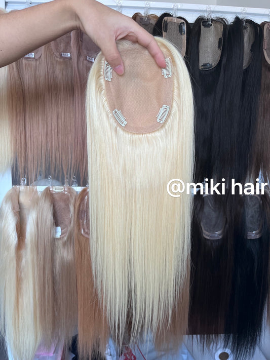 Silk topper blonde color base size 3*5inch ,4*5inch , 5*6inch , 6*7inch , 12-20inch in stock