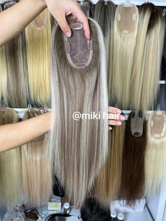 Mono base 3*5inch balayage T6/8/60# 14-18inch virgin hair