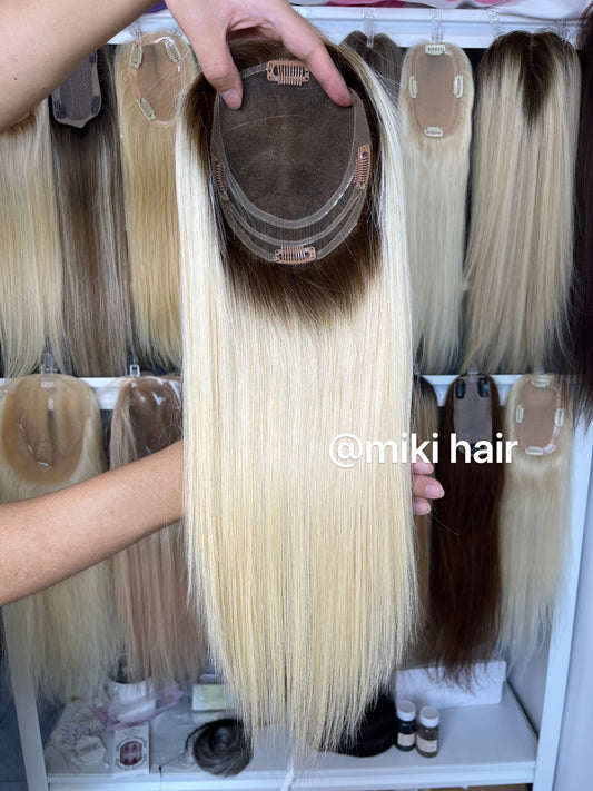 Swiss lace topper 5.5*6inch 16inch T3/60# virgin hair