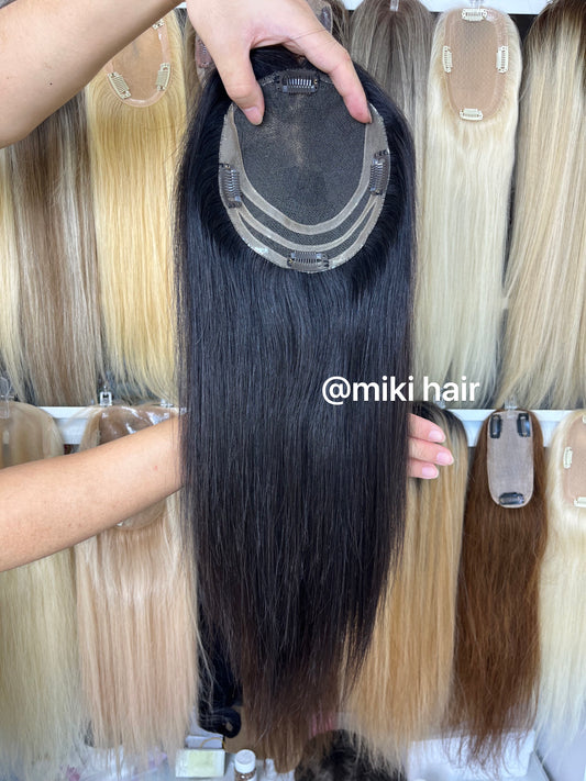 Swiss lace topper 5.5*6inch 16inch  virgin hair natural black