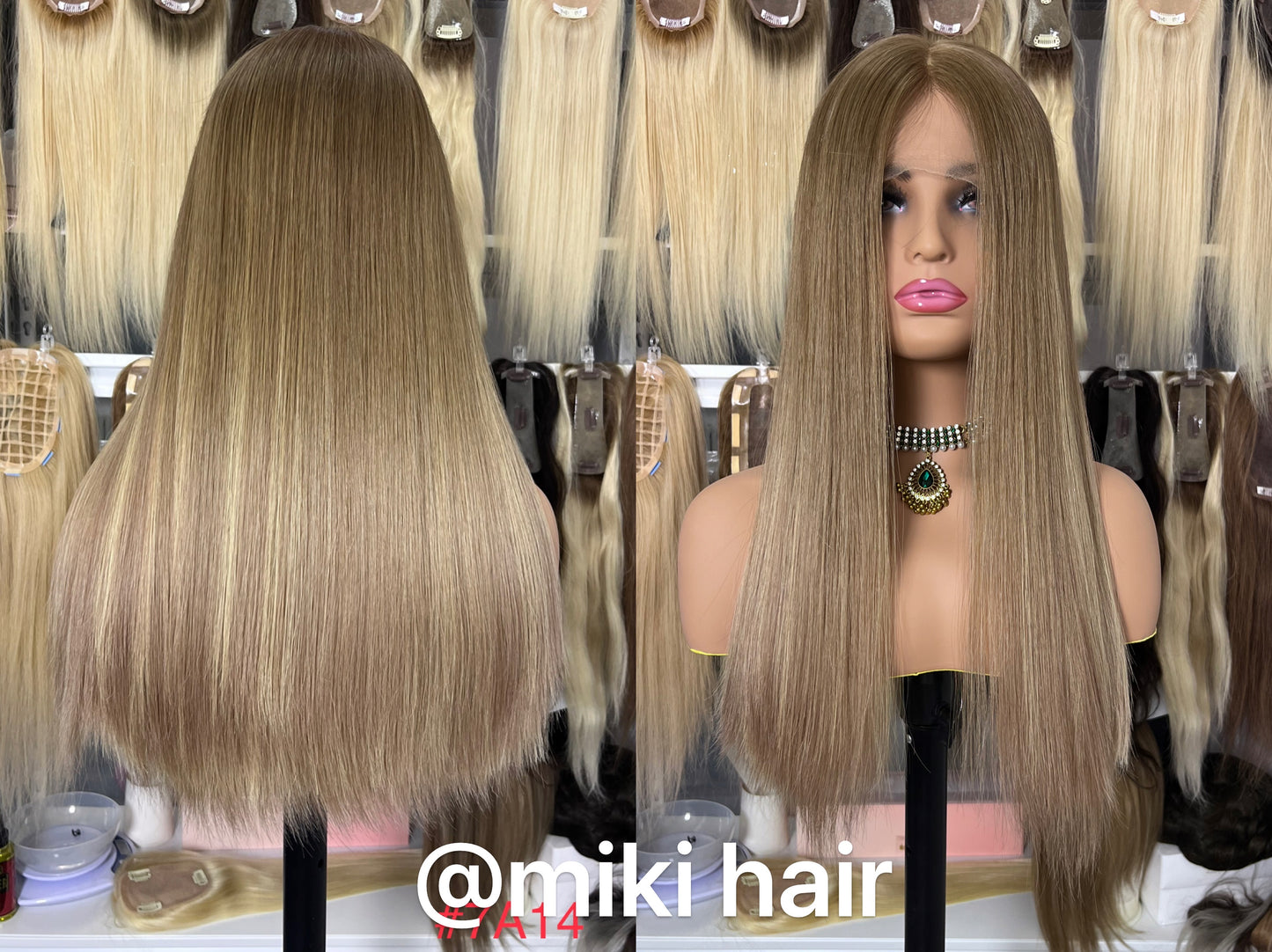 Jewish lace wig European virgin hair best quality 12-24inch in stock (#7A14)