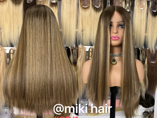 Jewish lace wig European virgin hair best quality 12-24inch in stock (#8B/14)