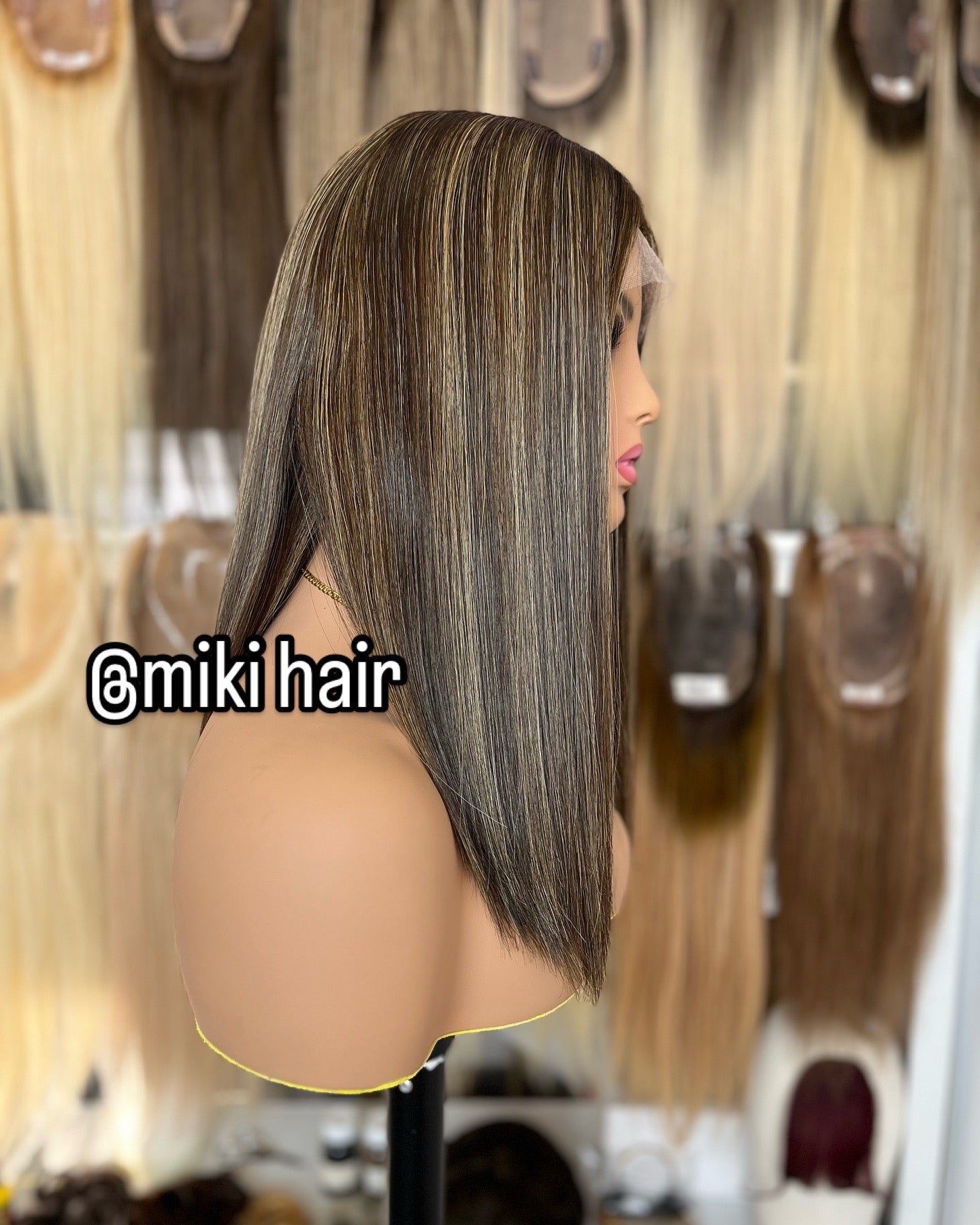 Lace frontal silk top Jewish wig 14-24inch in stock (#1B/8C)