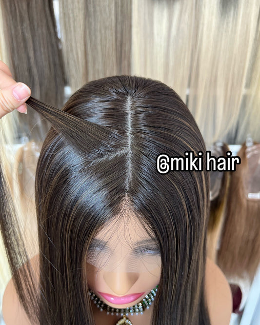 Lace frontal silk top Jewish wig 14-24inch in stock (#2/500 )