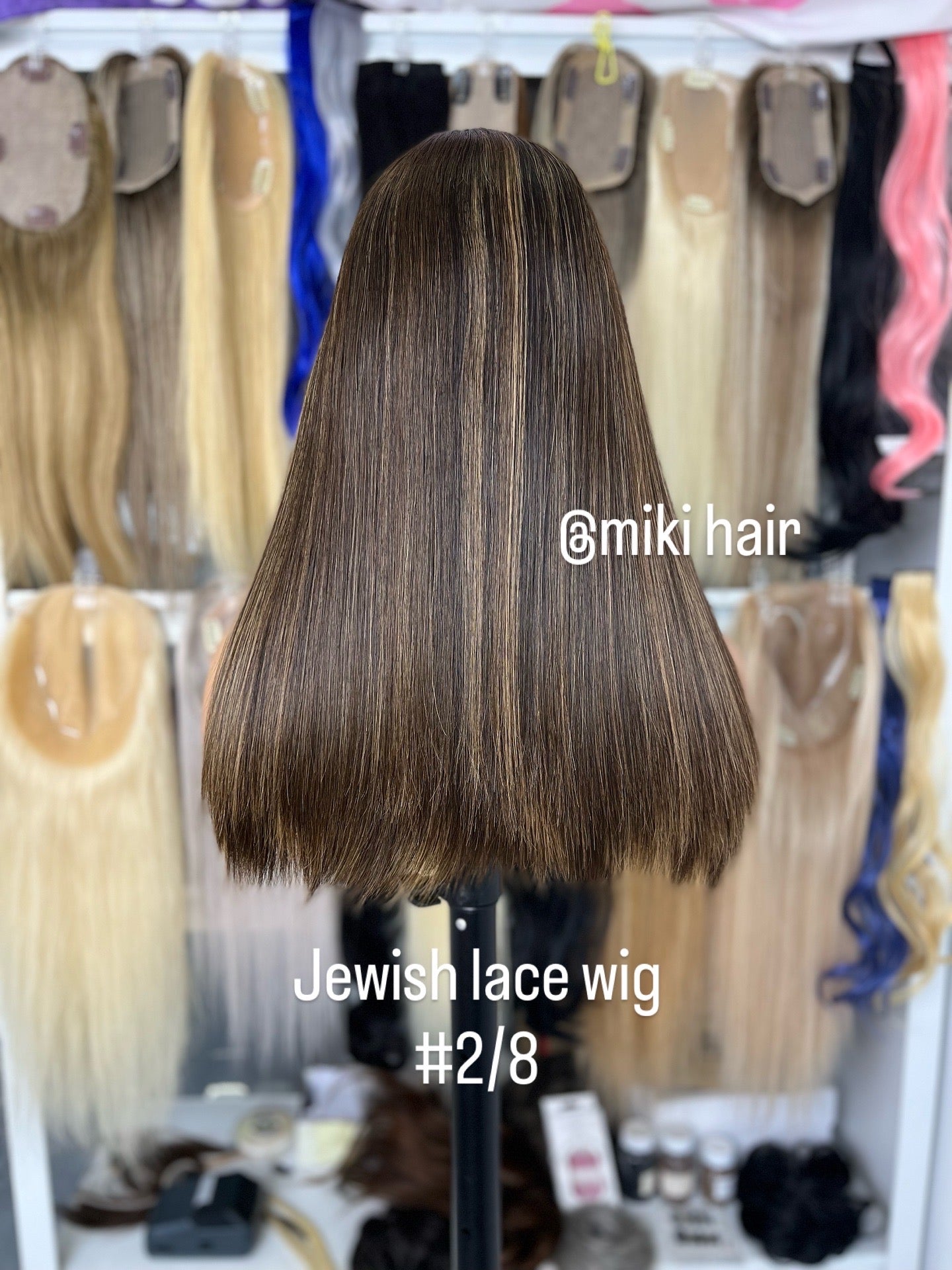 Jewish lace wig #2/8 European virgin hair in stock many colors are available