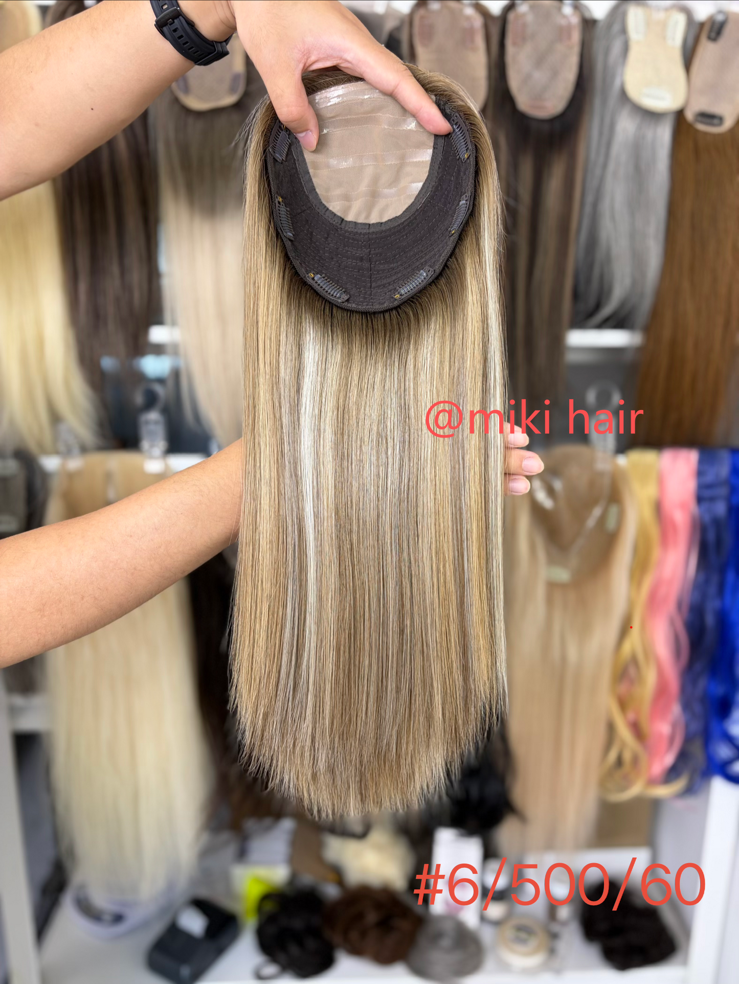 silicone silk topper european hair #6/500/60