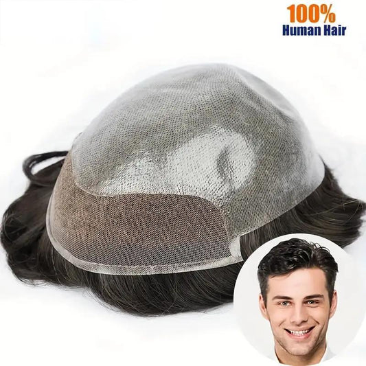 oupee for Men Hair Pieces for Men System for Men 10X8" Human Hair Implant Prosthesis Patch Units BIO
