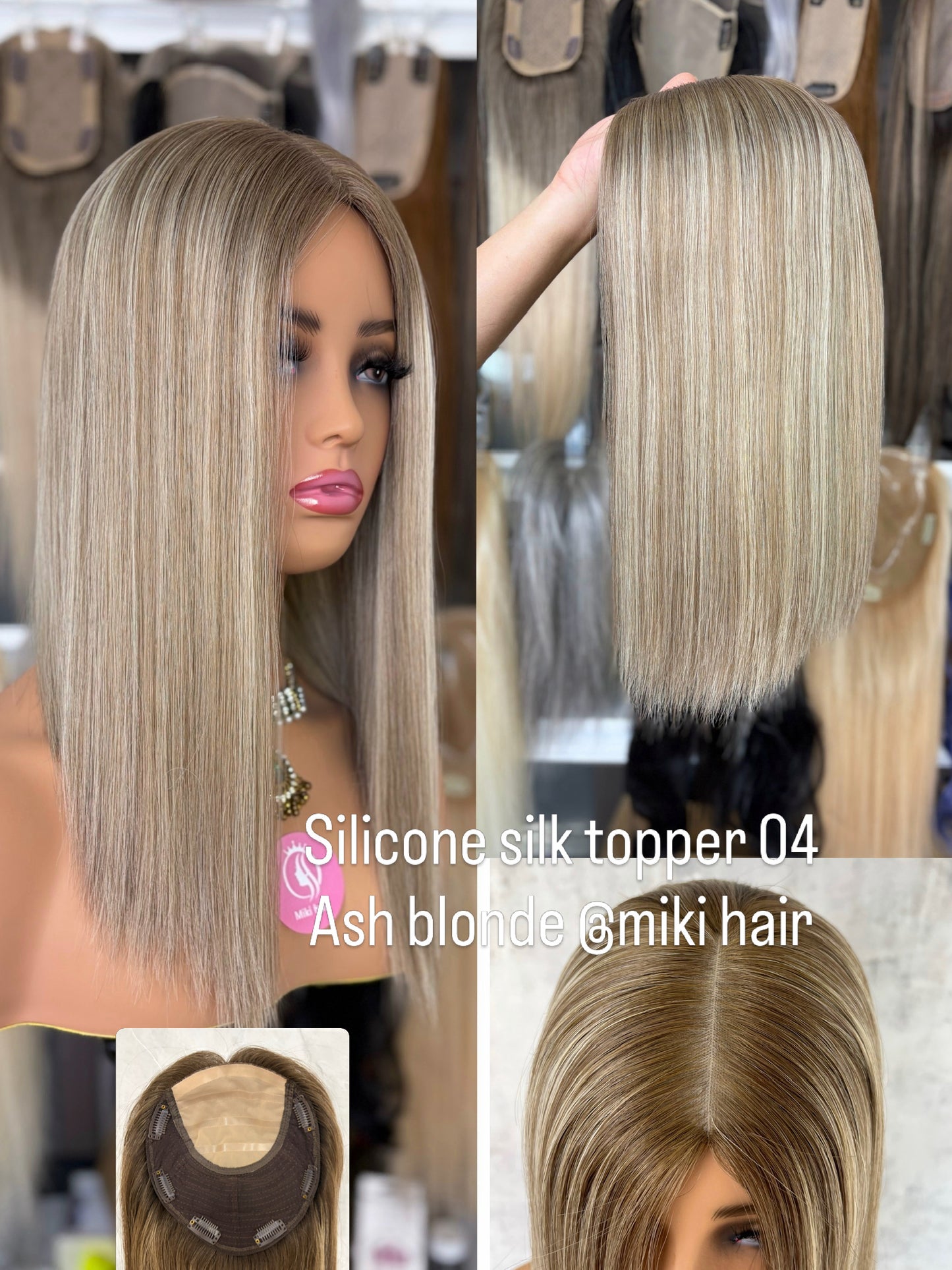 silicone silk topper european hair #8D60