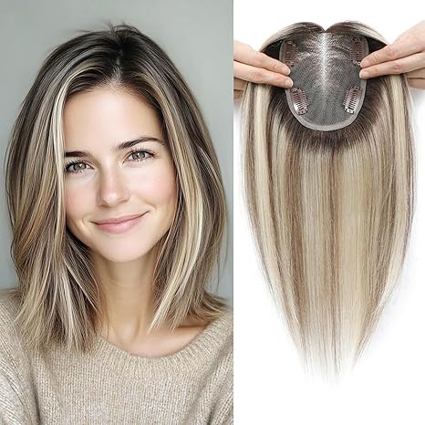 Remy Hair Toppers for Women with Thinning Hair Human Hair Toppers for Women Real Human Hair Pieces for Women 12inch Hair Topper