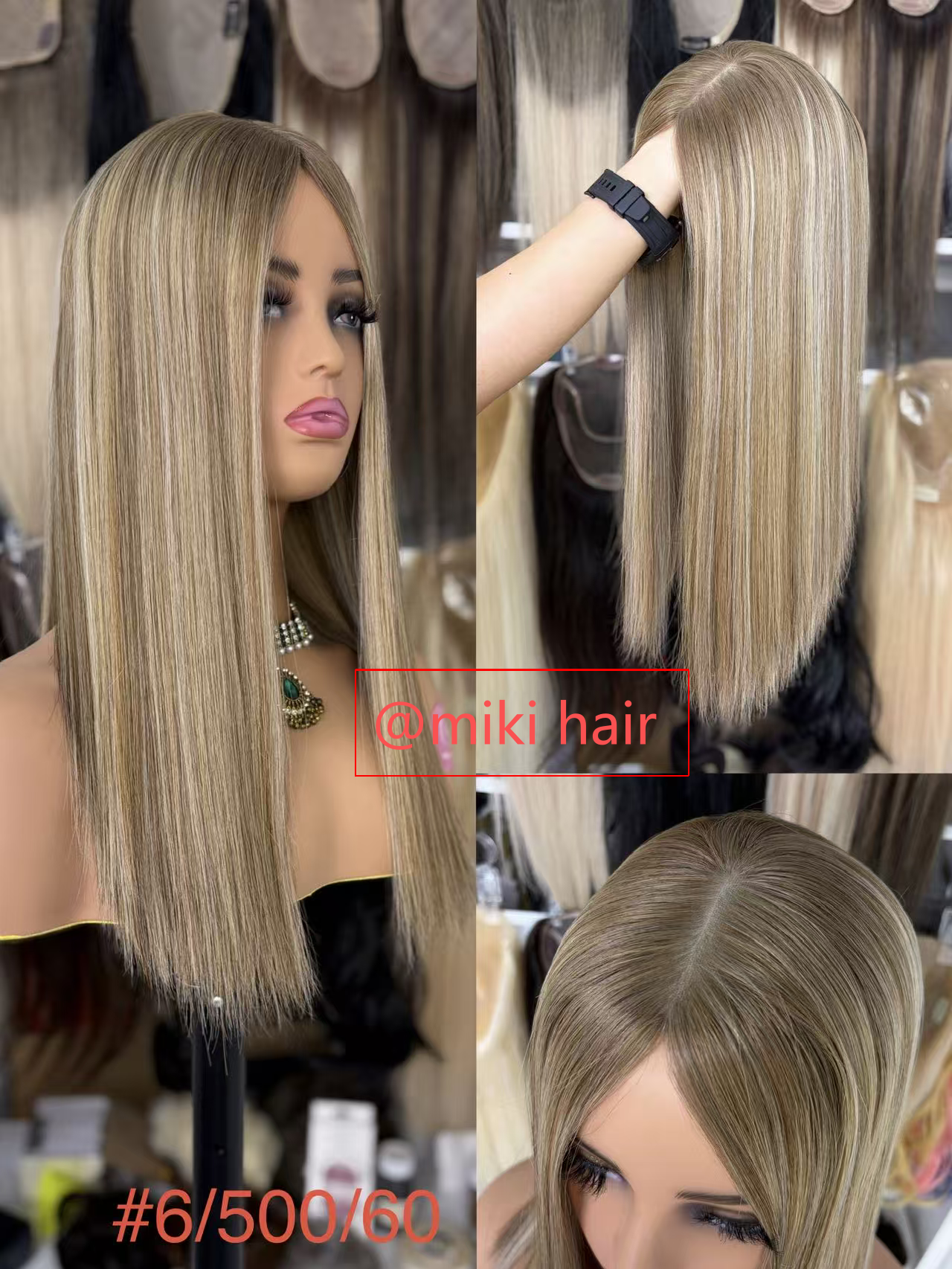 silicone silk topper european hair #6/500/60