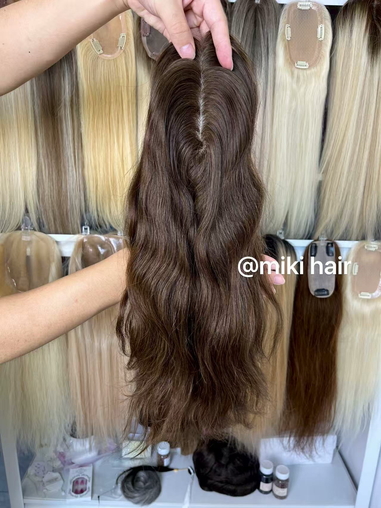Skin pu topper 13*3*5cm 16inch natural wave