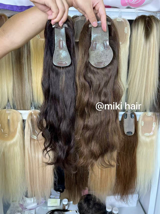 Skin pu topper 13*3*5cm 16inch natural wave